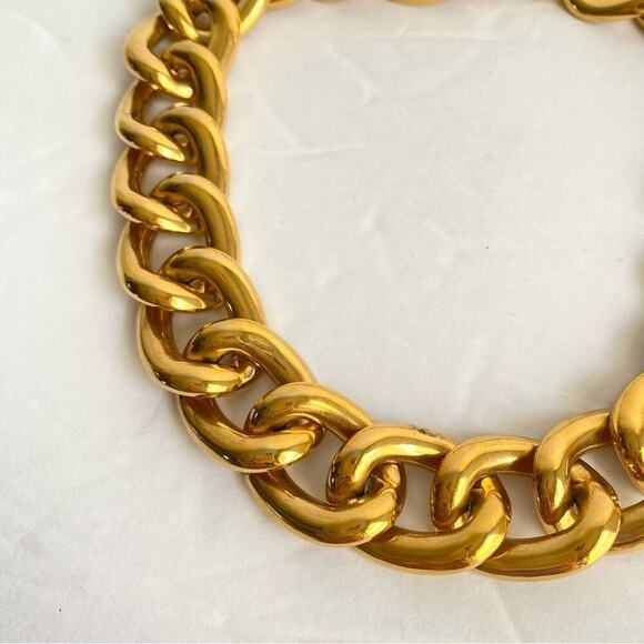 Vintage Napier Necklace Chunky Chain Link Gold Plated Mob Wife 16” Maximalist - Picture 3 of 9